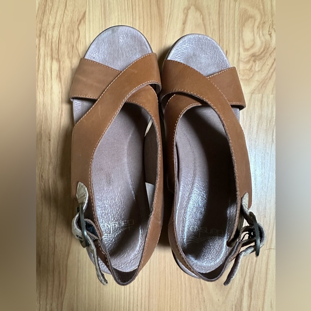 Dansko sandal size 38 leather. Slight wear on footbed as shown